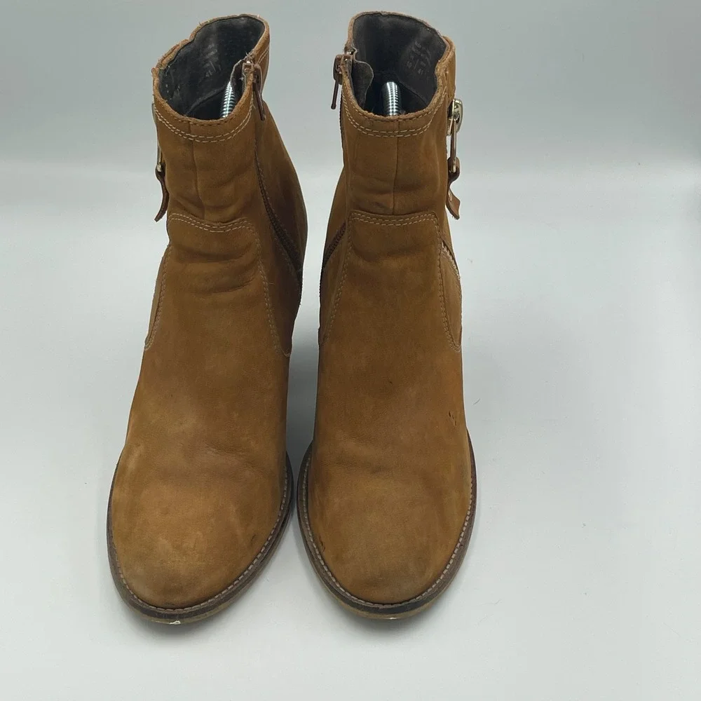 Aldo Brown‎ Suede Western Moto Ankle Boots Stacked Heel Boho Size 10